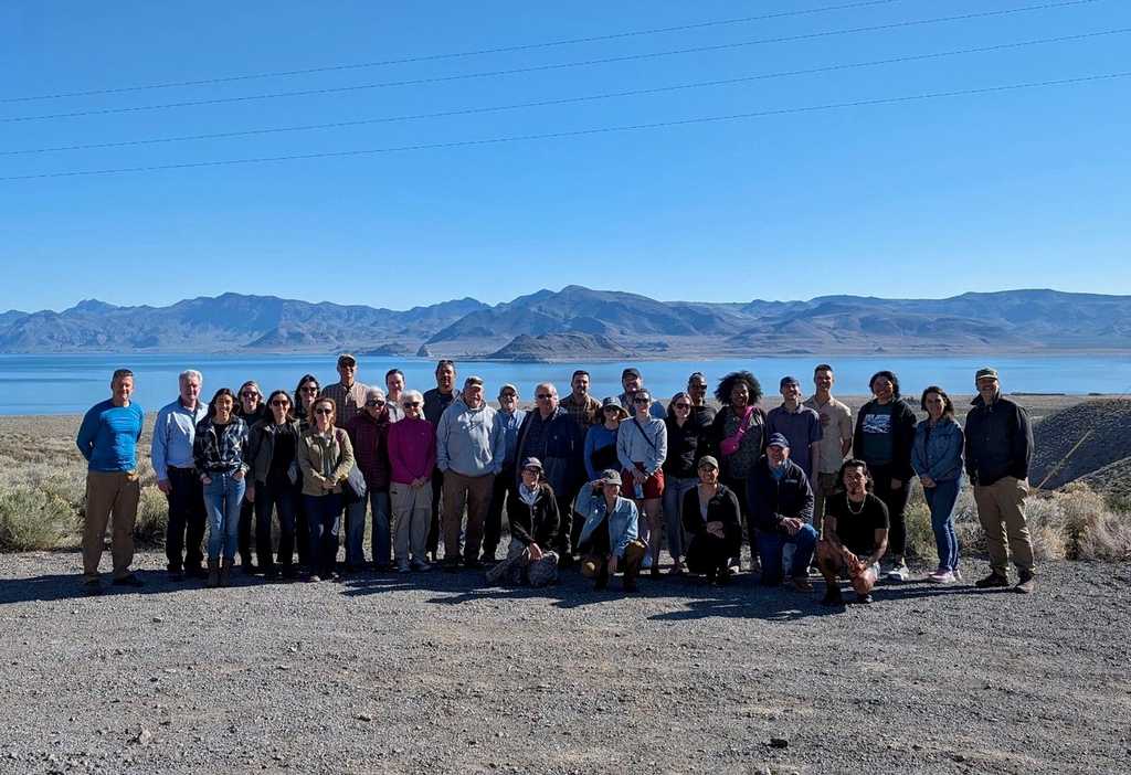 Volunteers and partners gather for a Cultural Sustainability Tour at Pyramid Lake hosted by River Justice.